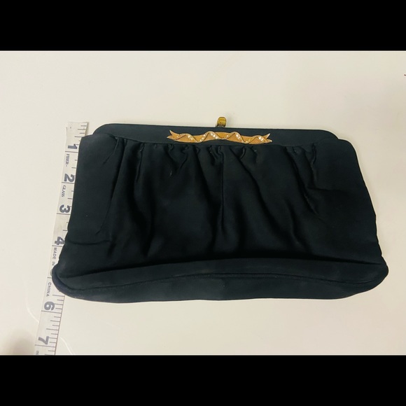 Vintage Black Clutch with Gold Clasp 1950’s - Picture 9 of 14